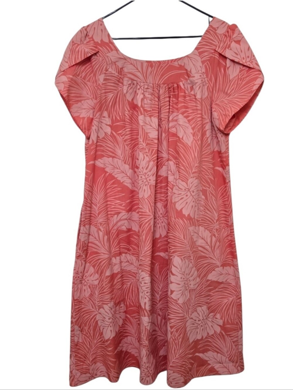 VTG Royal Creations Hawaiian Muumuu Shift Dress Coral Pink Monstera Leaf 2XL